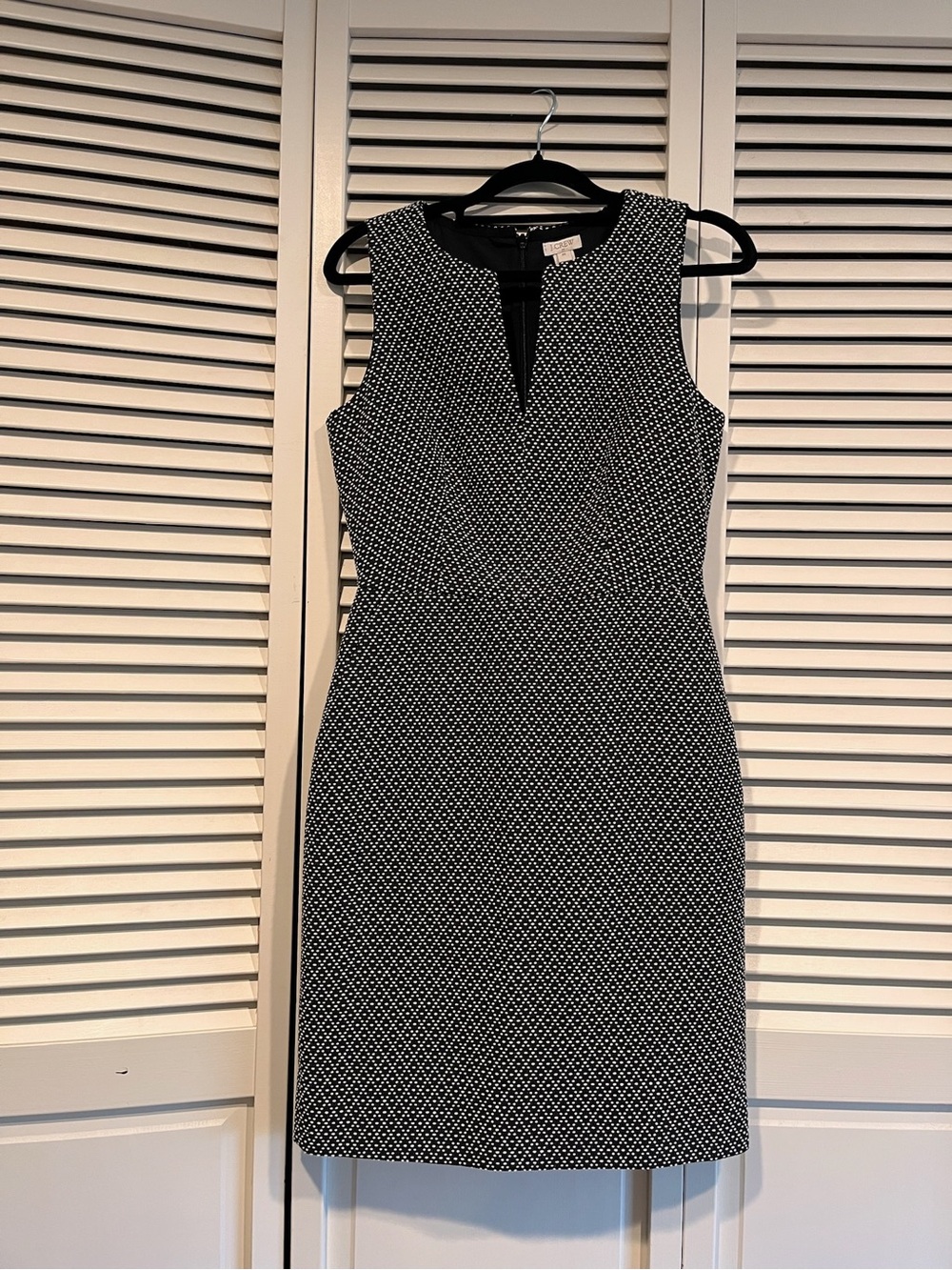 J. Crew Sleeveless Black & White Patterned Sheath Dress - Elegant